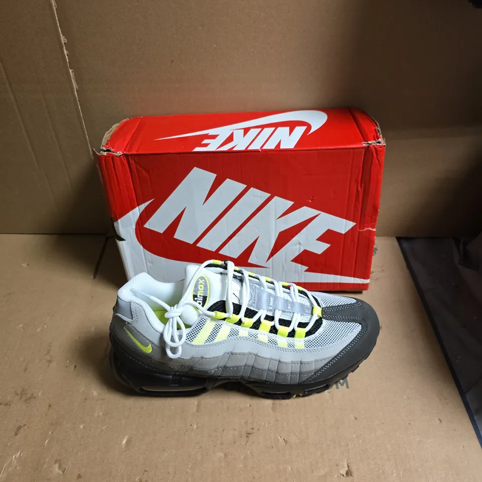 NIKE AIR SNEAKERS - WHITE/GREY WITH NEON YELLOW ACCENTS - UK SIZE 12 