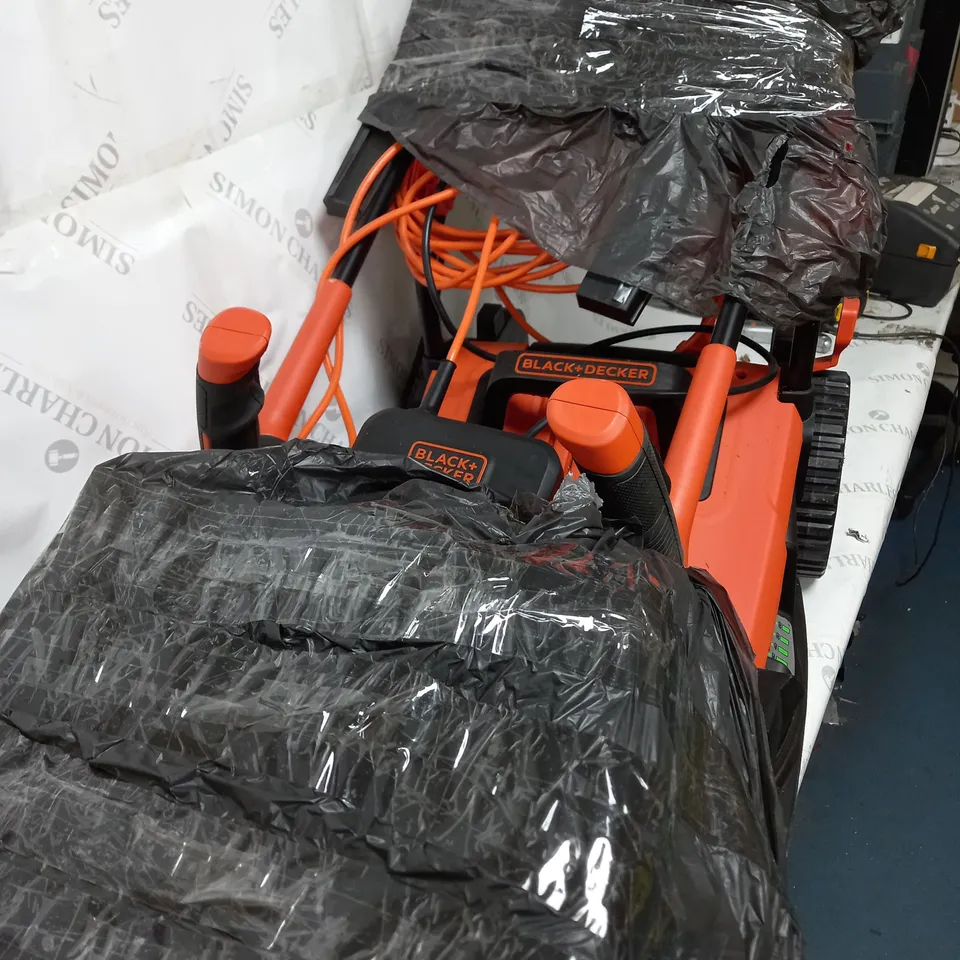 BLACK MAND DECKER LAWNMOWER - BLACK AND ORANGE - COLLECTION ONLY 