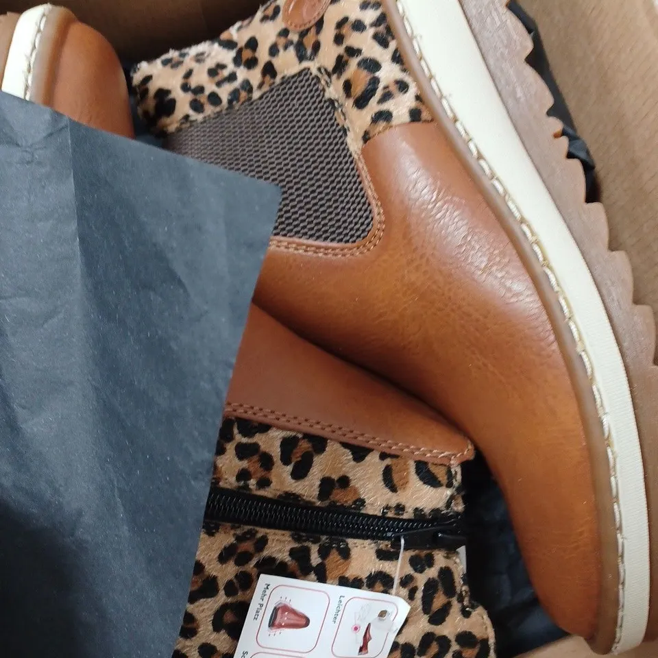 BOXED RIEKER CHELSEA BOOTS, TAN - SIZE 6