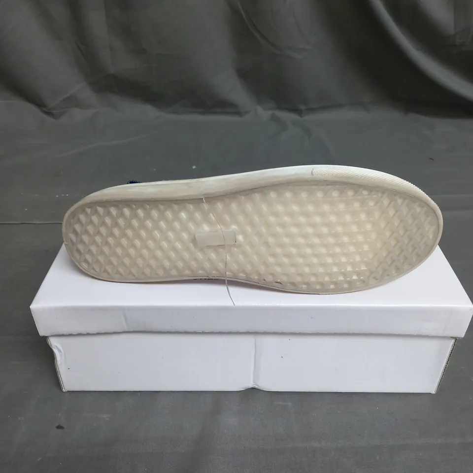 BOX OF 12 PAIRS OF WS SHOES SLIP ON SHOE IN BLUE DENIM - VARIOUS SIZES