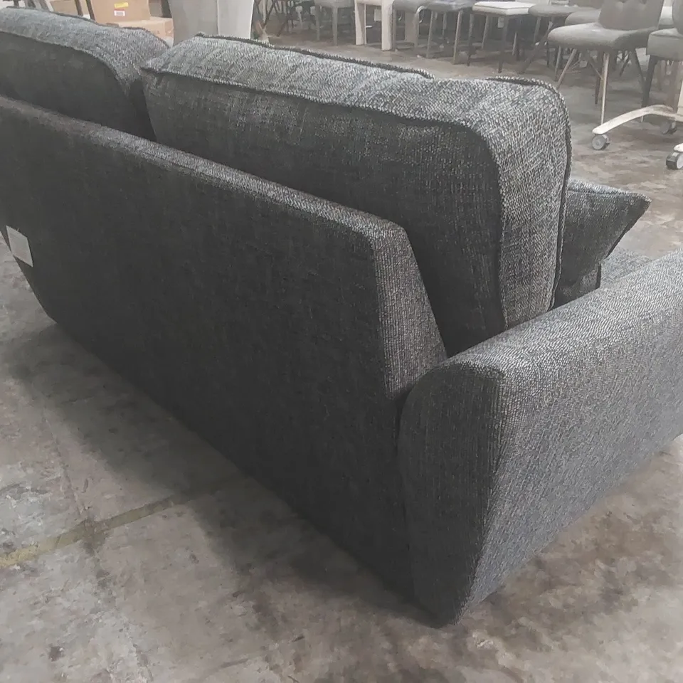 DESIGNER HALSTOW 2 SEATER HIGH BACK FABRIC UPHOLSTERED SOFA - CHARCOAL 