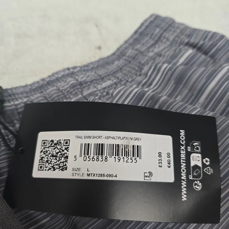 MONTIREX TRAIL SWIM SHORT - ASPHALT/PLATINUM GREY, UK SIZE L