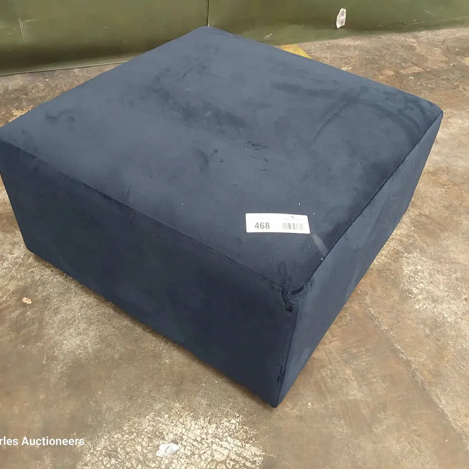 QUALITY BRITISH DESIGNER LOUNGE Co. BRIONY FOOTSTOOL NAVY PLUSH FABRIC 
