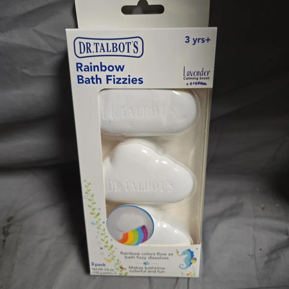 DR TALBOT'S RAINBOW BATH FIZZIES – LAVENDER SCENT, 3 PACK