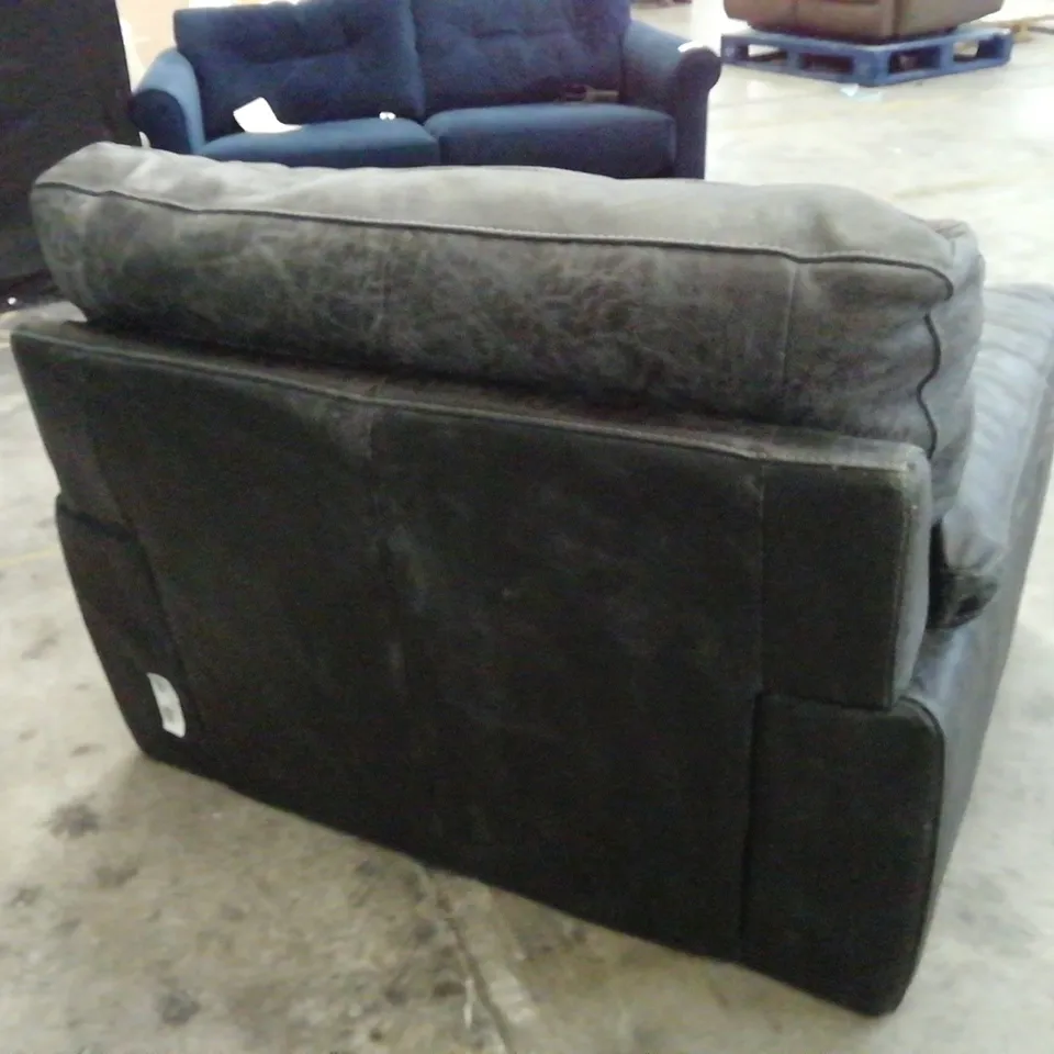 DESIGNER SOFOLOGY SANTINO DARK GREY LEATHER ARMCHAIR