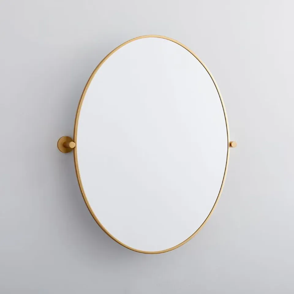 BRAND NEW BOXED METAL FRAME PIVOT WALL MIRROR - OVAL // 68cm W x 10cm D X 61cm H