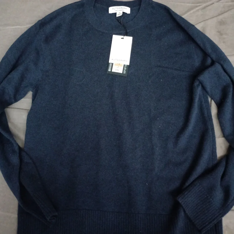 AUTOGRAPH PURE CASHMERE SWEATER – NAVY, UK SIZE 10