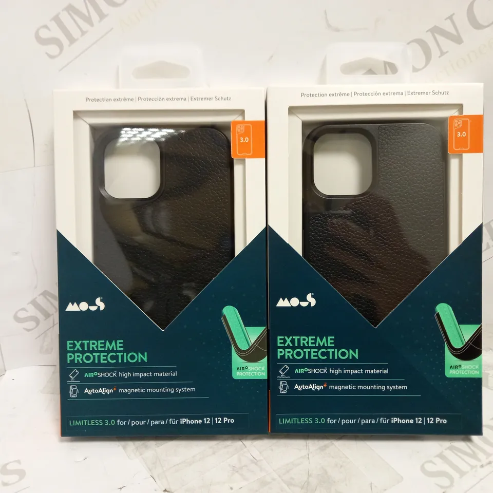 LOT OF 2 MOUS LIMITLESS 3.0 BLACK LEATHER PHONE CASES FOR IPHONE 12/12 PRO