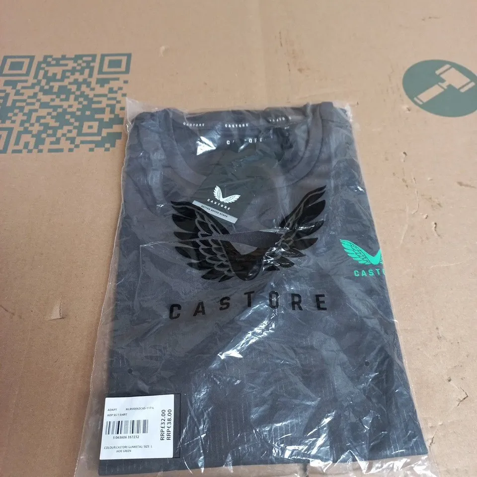 CASTORE ADAPT AOP SS T-SHIRT – GUNMETAL/ JADE GREEN, UK SIZE L