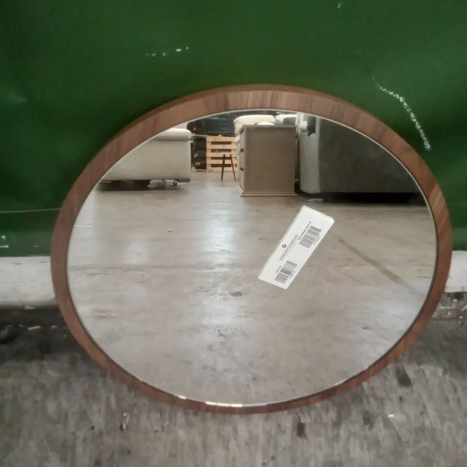 ROUND WOODEN FRAMED MIRROR 
