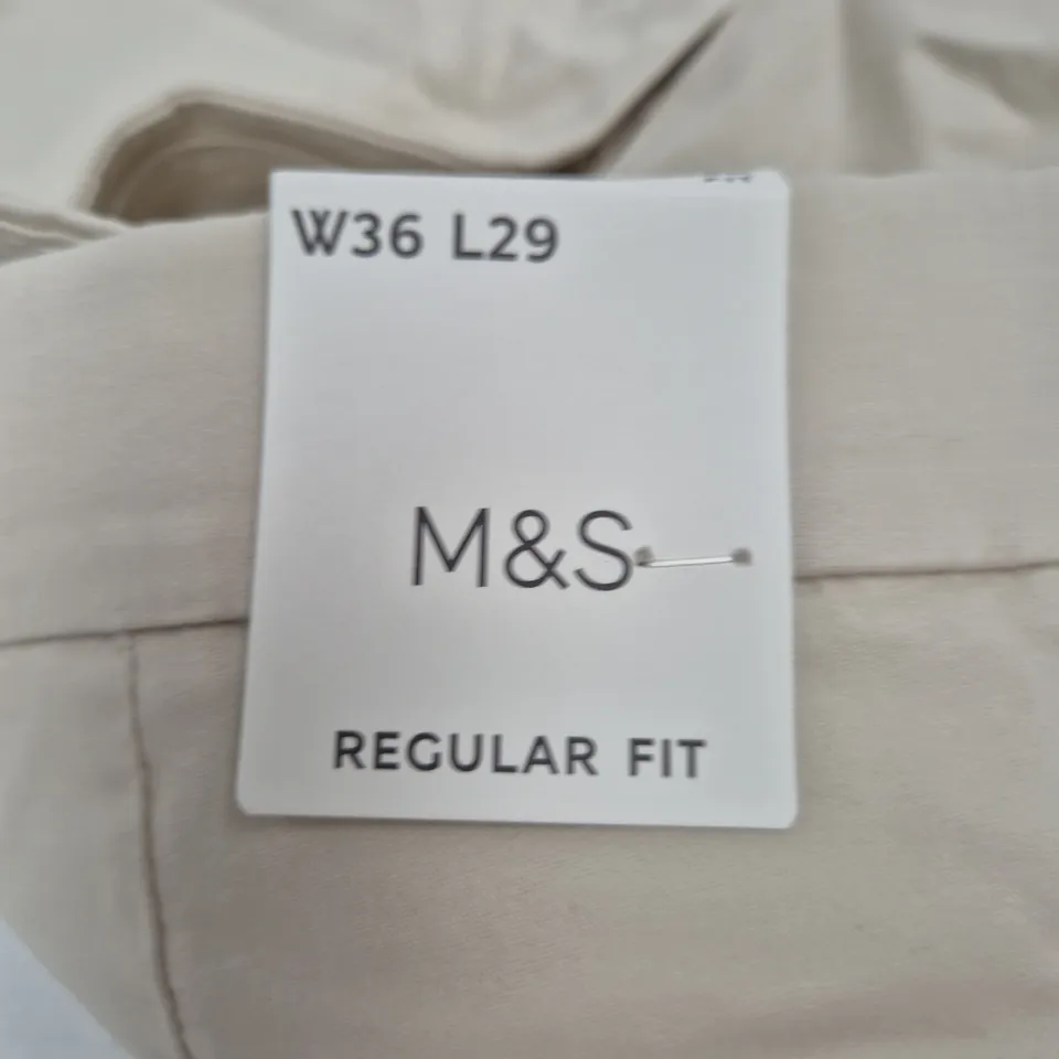 M&S REGULAR FIT TROUSERS – UK 36 (W36 L29) – BEIGE