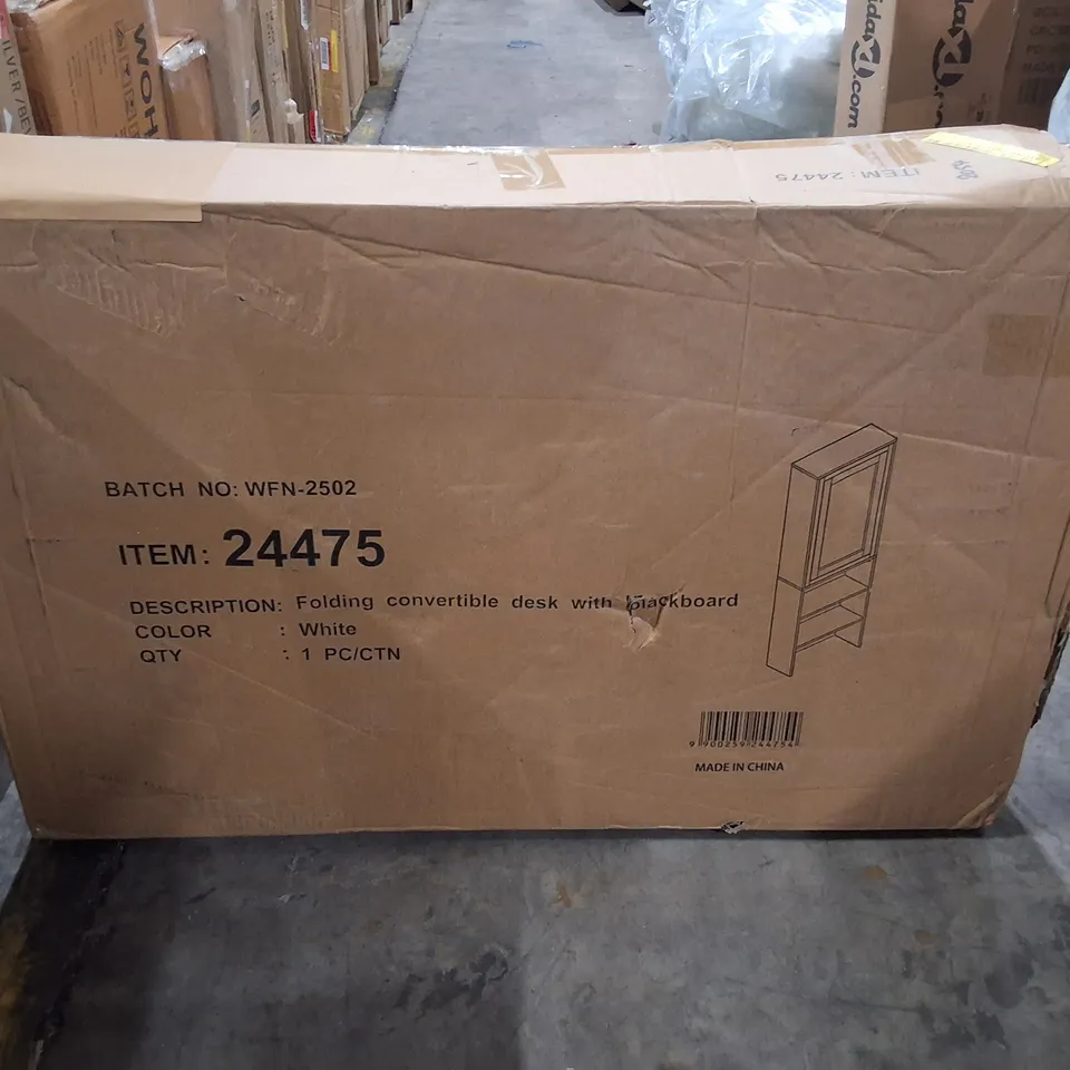 FOLDING CONVERTIBLE DESK WITH BLACKBOARD IN WHITE - 1PC CTN