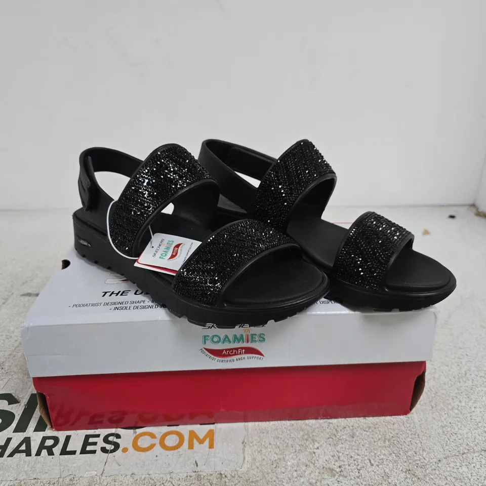 SKECHERS FOAMIES BLACK SANDALS UK 8 BOXED