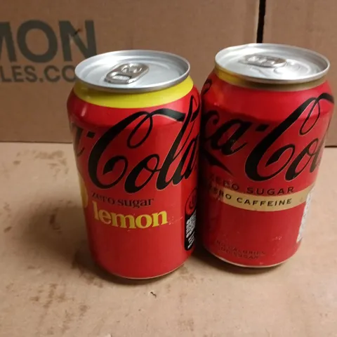 APPROXIMATELY 26 COCA COLA ZERO SUGAR CANS TO INCLUDE LEMON FLAVOUR & ZERO CAFFEINE