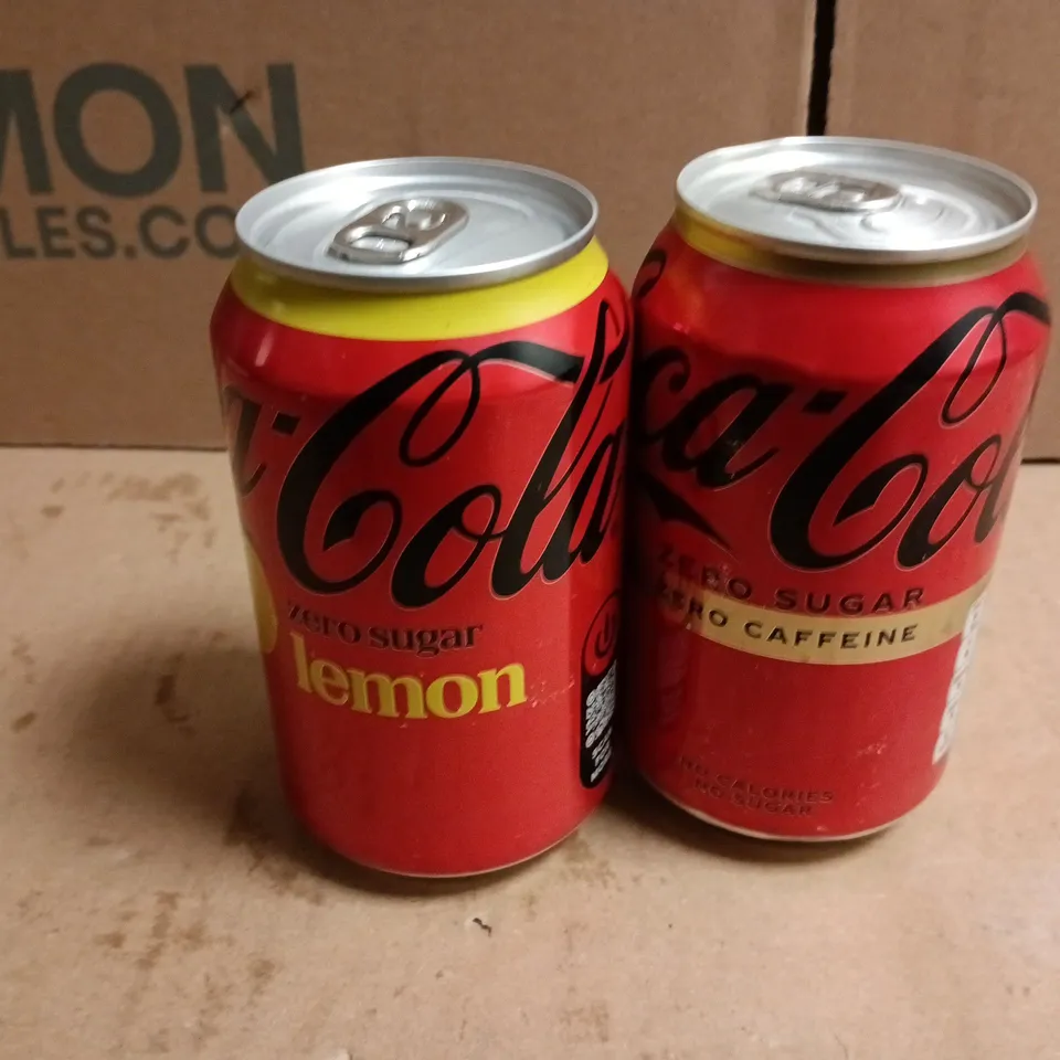 APPROXIMATELY 26 COCA COLA ZERO SUGAR CANS TO INCLUDE LEMON FLAVOUR & ZERO CAFFEINE