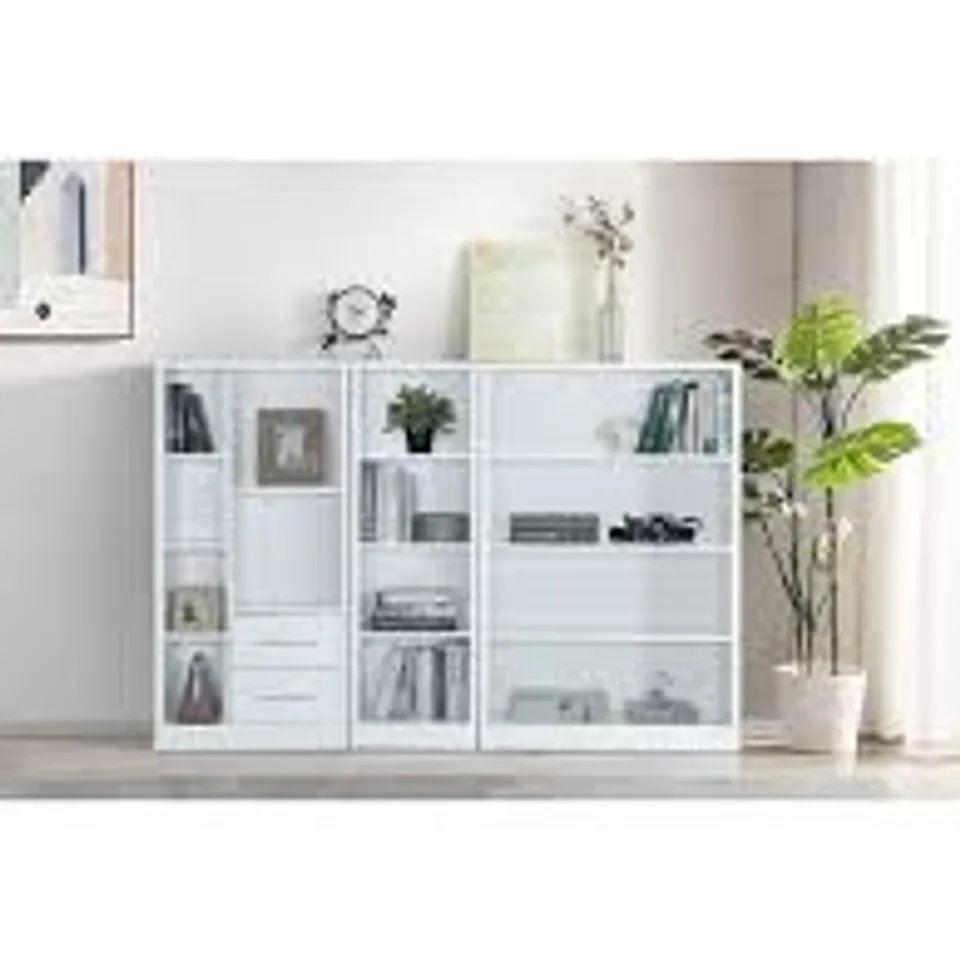 BOXED METRO 3 PIECE STORAGE BOOKCASE PACKAGE - WHITE (2 BOXES) RRP £159