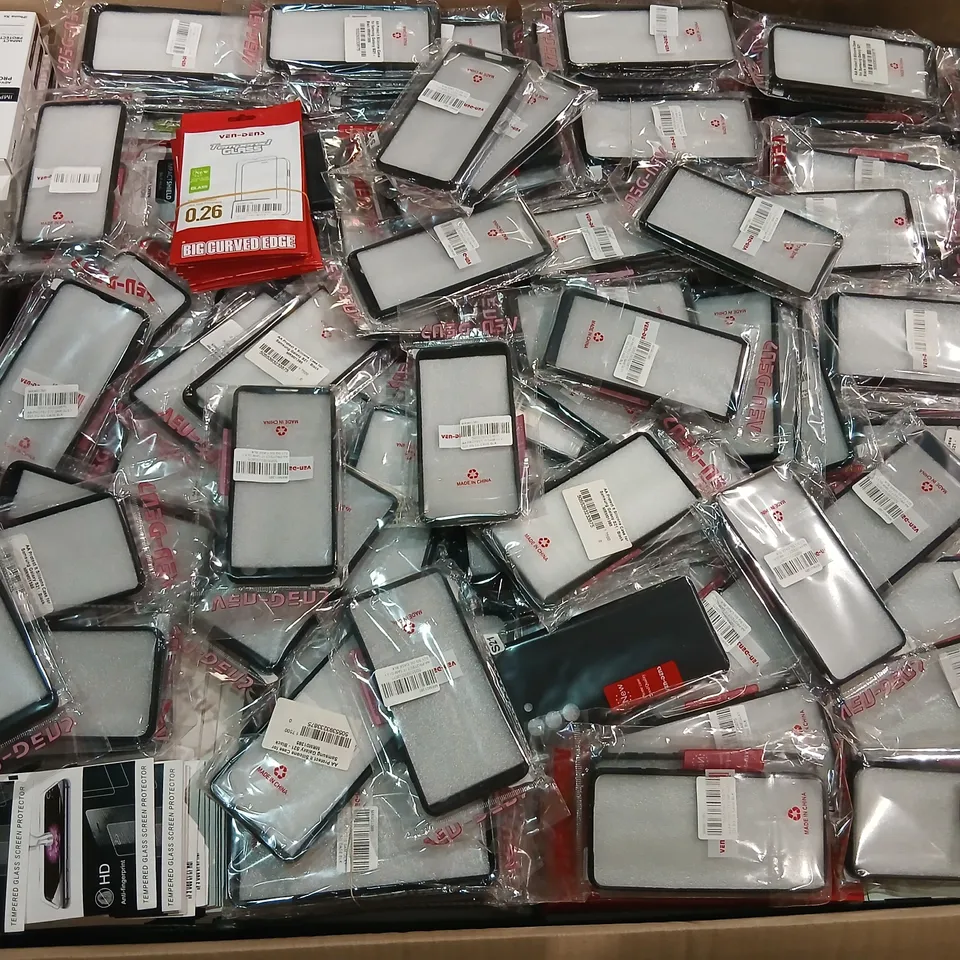 PALLET CONSISTING OF A LARGE QUANTITY OF ASSORTED ELECTRICAL ACCESSORIES TO INCLUDE; GLASS PRO+, TECH 21 IMPACT SHIELD SELF HEAL, AA PROTECT IT SILICONE CASE AND VEN DENS TEMPERED GLASS BIG CURVE EDGE