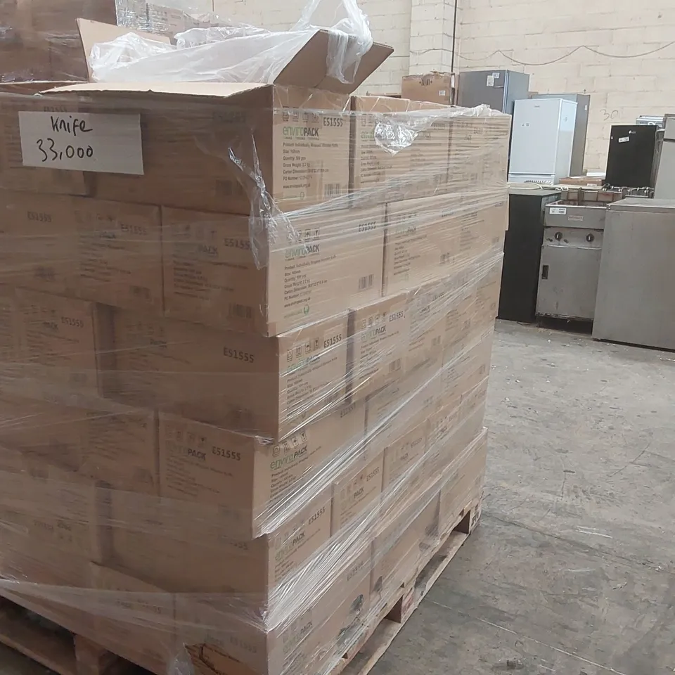 PALLET CONTAINING APPROXIMATELY 29,000 ENVIRONMENTALLY FRIENDLY DISPOSABLE WOODEN KNIVES