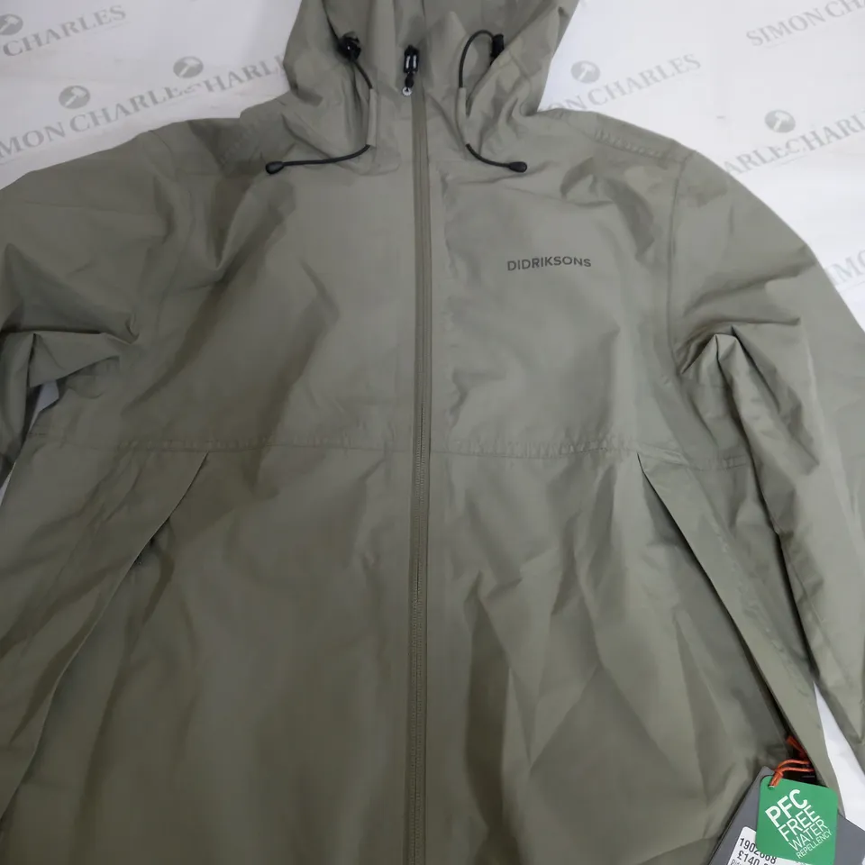 DIDRIKSONS KHAKI GREEN TIDE JACKET - UK 10