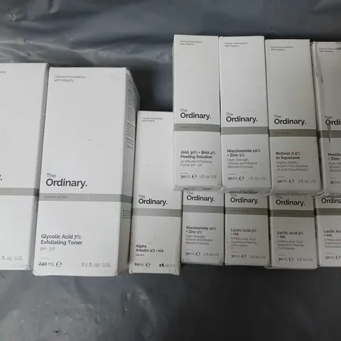 LOT OF 11 ASSORTED THE ORDINARY HEALTH AND BEAUTY ITEMS TO INCLUDE TONER AND SERUMS