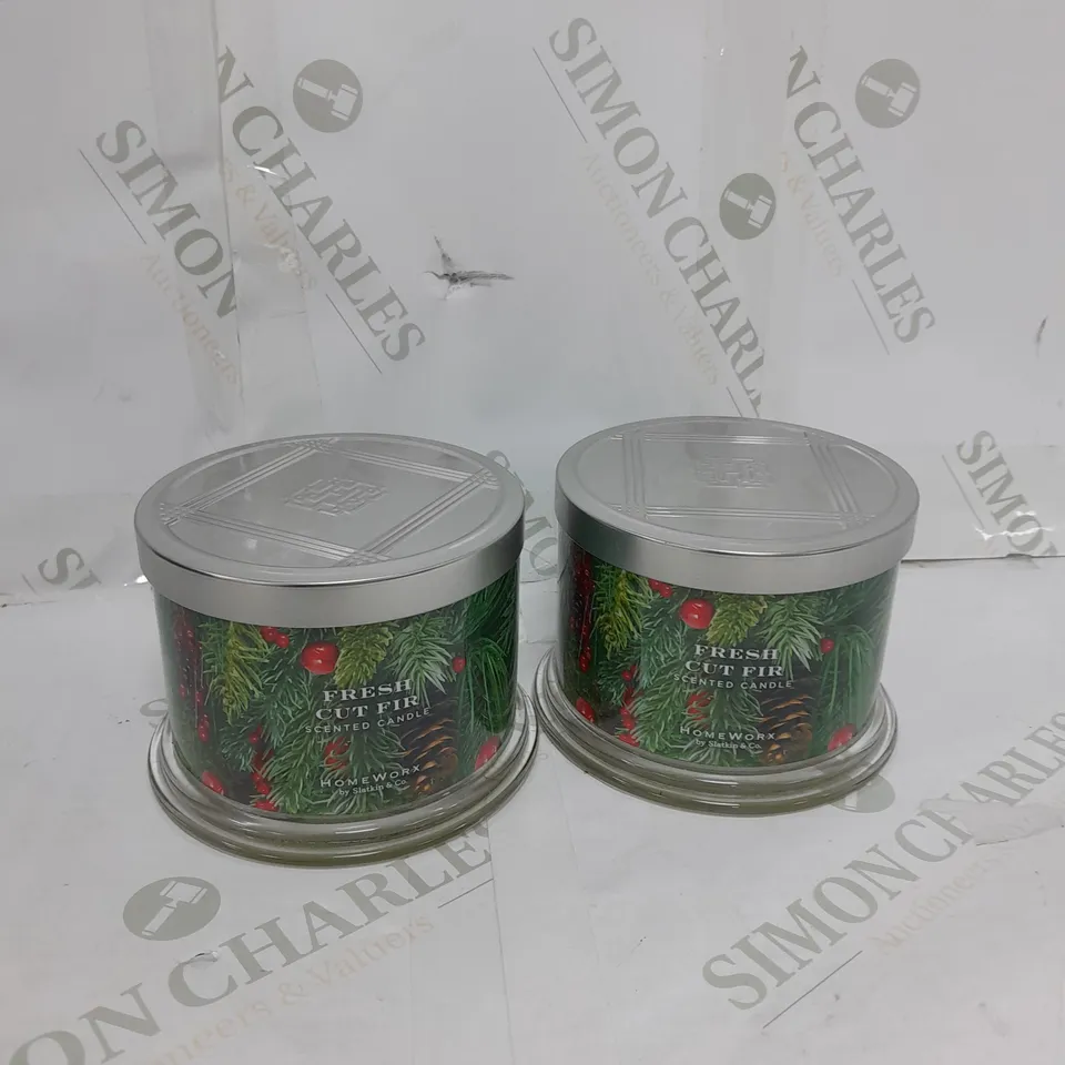 2 HOMEWORX FRESH CUT FIR SCENTED CANDLES 