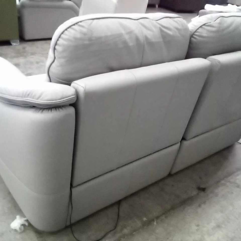 DESIGNER G PLAN JACKSON 3 SEATER ELECTRIC RECLINER DBL SOFA - CAMBRIDGE GREY LEATHER 