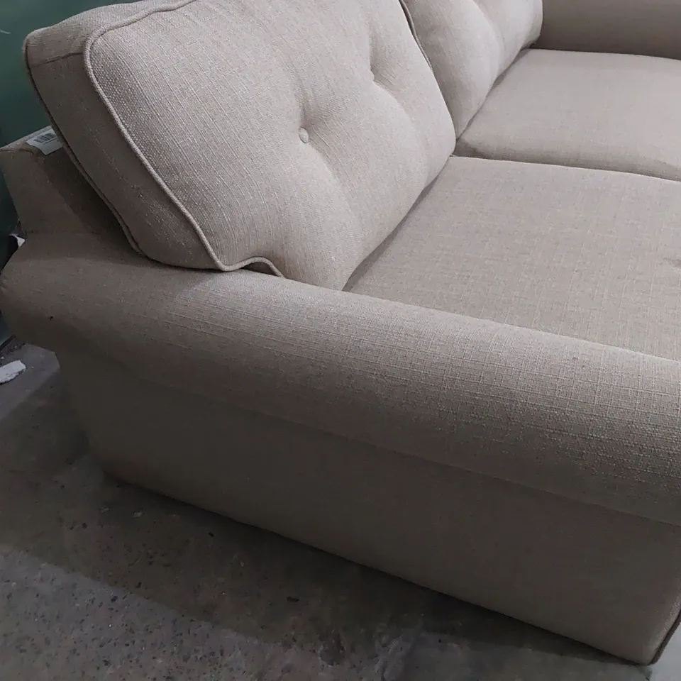 DESIGNER TWO SEATER SOFA FAWN FABRIC 