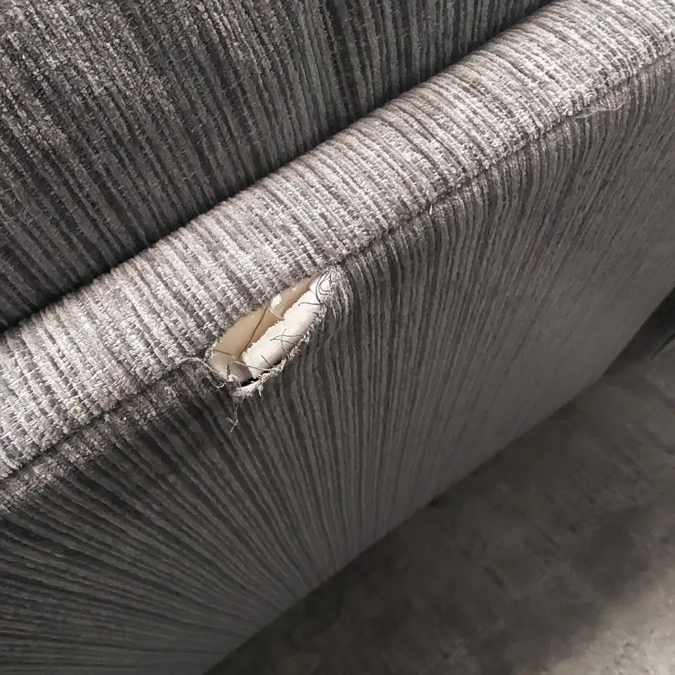 DESIGNER FABRIC UPHOLSTERED CORNER CHAISE SOFA - GREY