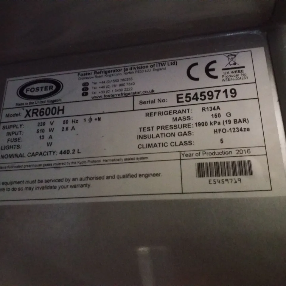 FOSTER XR600H UPRIGHT FRIDGE