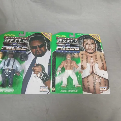 TWO WRESTLING ACTION FIGURES – MR. HUGHES AND JINSEI SHINZAKI, ORIGINAL BLISTER PACKS