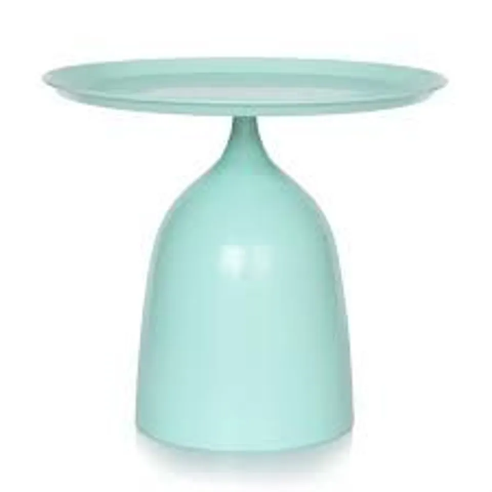 GARDEN STORIES SORBET COLLECTION INDOOR OUTDOOR METAL PEDESTAL SIDE TABLE MINT GREEN