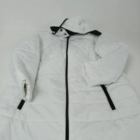 WHITE QUILTED HOODED COAT β UK 22