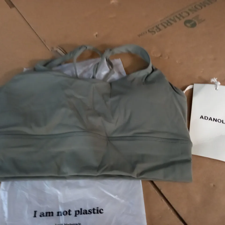 ADANOLA CROSS BACK BRA IN OLIVE GREEN - L