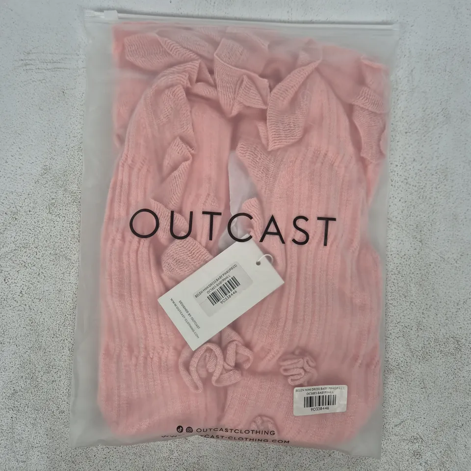 BAGGED OUTCAST BELEN MINI DRESS IN BABY PINK SIZE LARGE