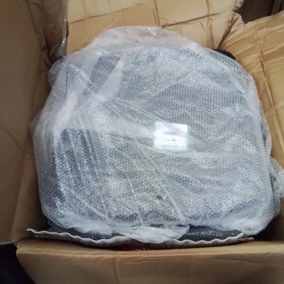 BOXED PAIR OF BLACK VELVET UPHOLSTERED DINING CHAIRS