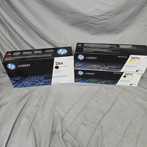 HP LASERJET TONER CARTRIDGES 26A (CF226A) & 201A – BOXED SET. BLACK NOIR AND YELLOW