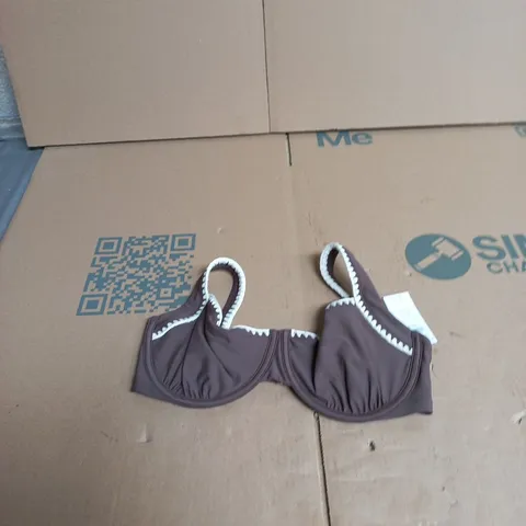 ABERCROMBIE & FITCH CURVE LOVE BRA – SIZE M, BROWN WITH WHITE TRIM