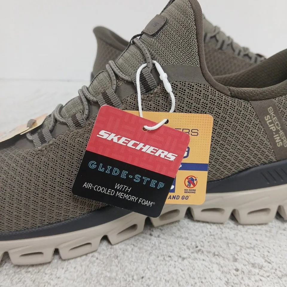 SKECHERS GLIDE-STEP TRAINERS – UK 6 (US 8), OLIVE/GREY