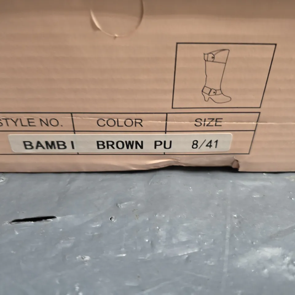 CORE COLLECTION BAMBI BROWN PU KNEE-HIGH BOOT, UK 8 (EU 41)