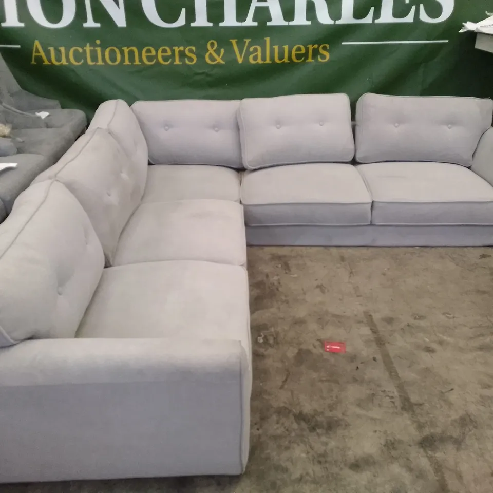 QUALITY DESIGNER HARLOW CORNER SOFA - DOVE GREY PLUSH FABRIC