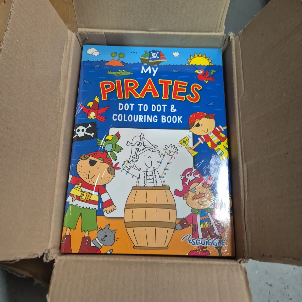 LOT OF APPROXIMATELY 42 DOT TO DOT COLOURING BOOKS INCLUDES DINOSAURS AND PIRATES