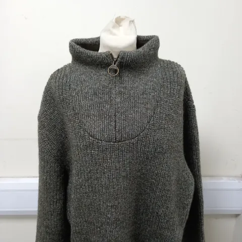 BARBOUR 1/4 ZIPPED WOOL CARDIGAN SIZE 2XL