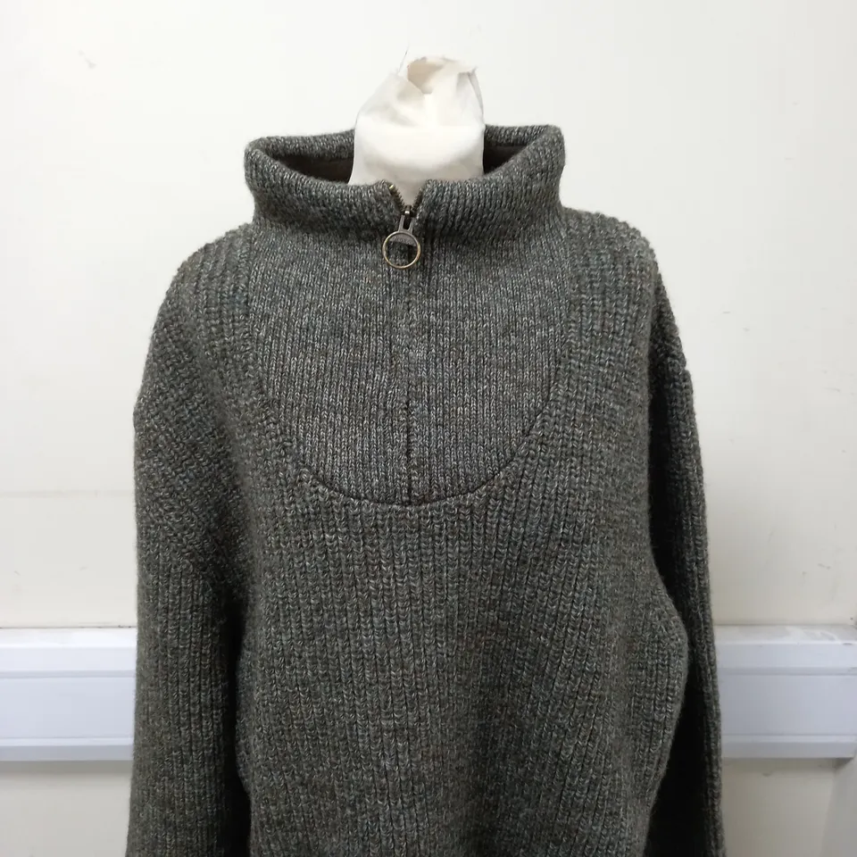 BARBOUR 1/4 ZIPPED WOOL CARDIGAN SIZE 2XL
