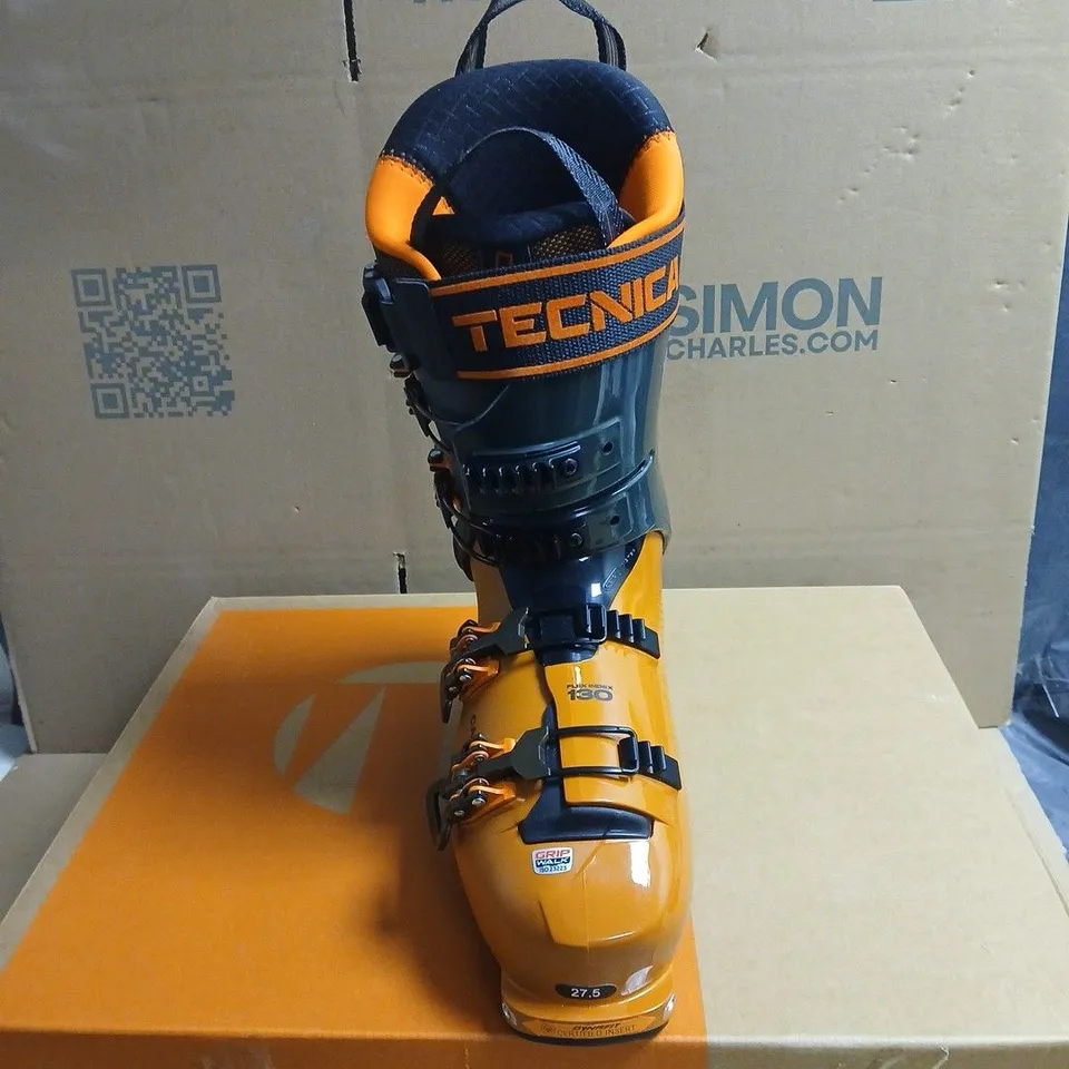 TECNICA COCHISE 130 DYN GW SKI BOOTS – UK 8, 27.5 MONDO, ORANGE/BLUE BOXED