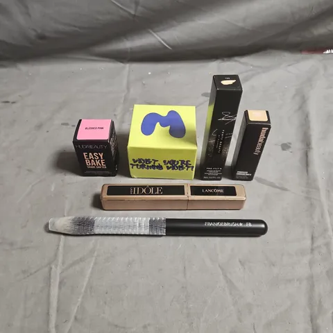 LOT OF 6 ASSORTED COSMETIC PRODUCTS TO INCLUDE - LANCOME IDOLE MASCARA - FRANKIEBRUSH F8 - FENTY BEAUTY PRO FILT'R INSTANT RETOUCH CONCEALER - ETC