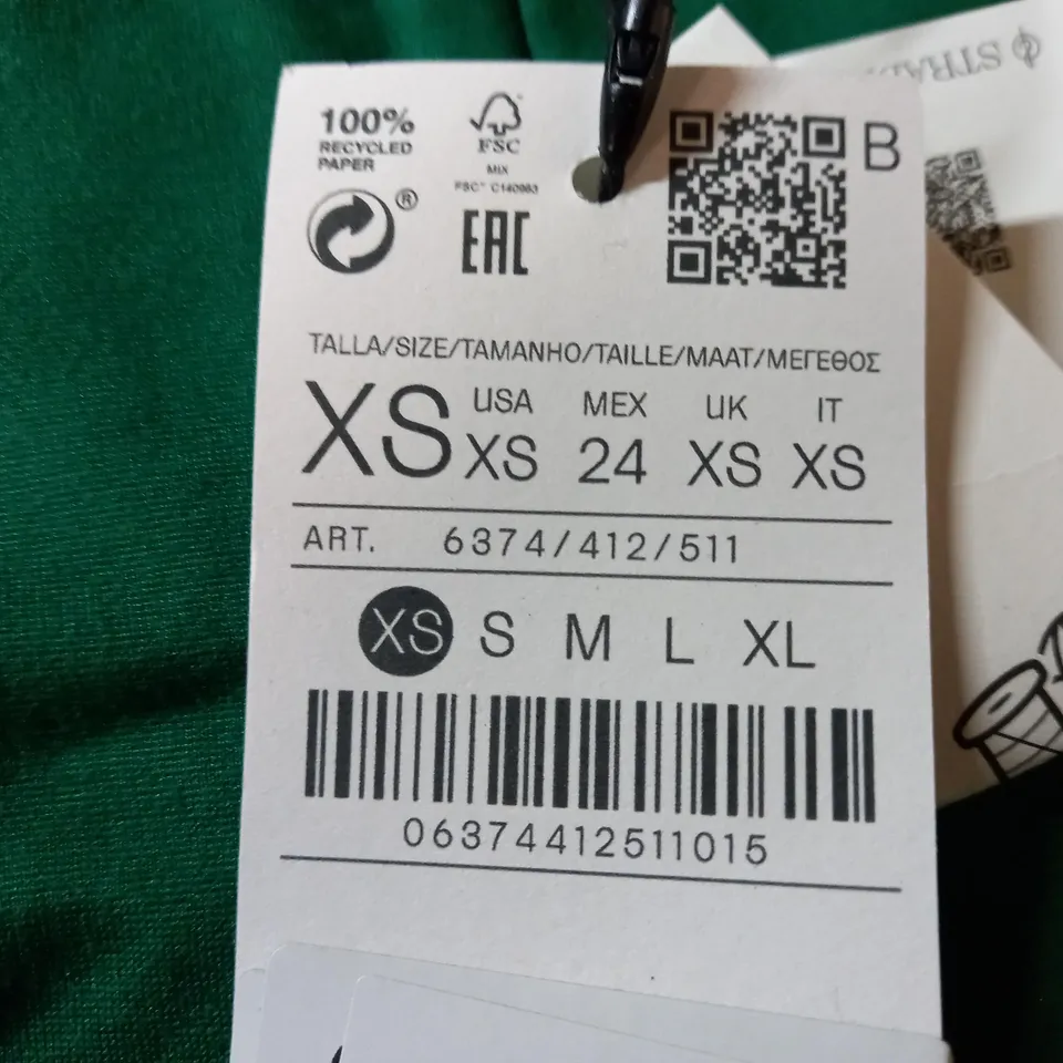 STRADIVARIUS GREEN MINI DRESS - SIZE XS