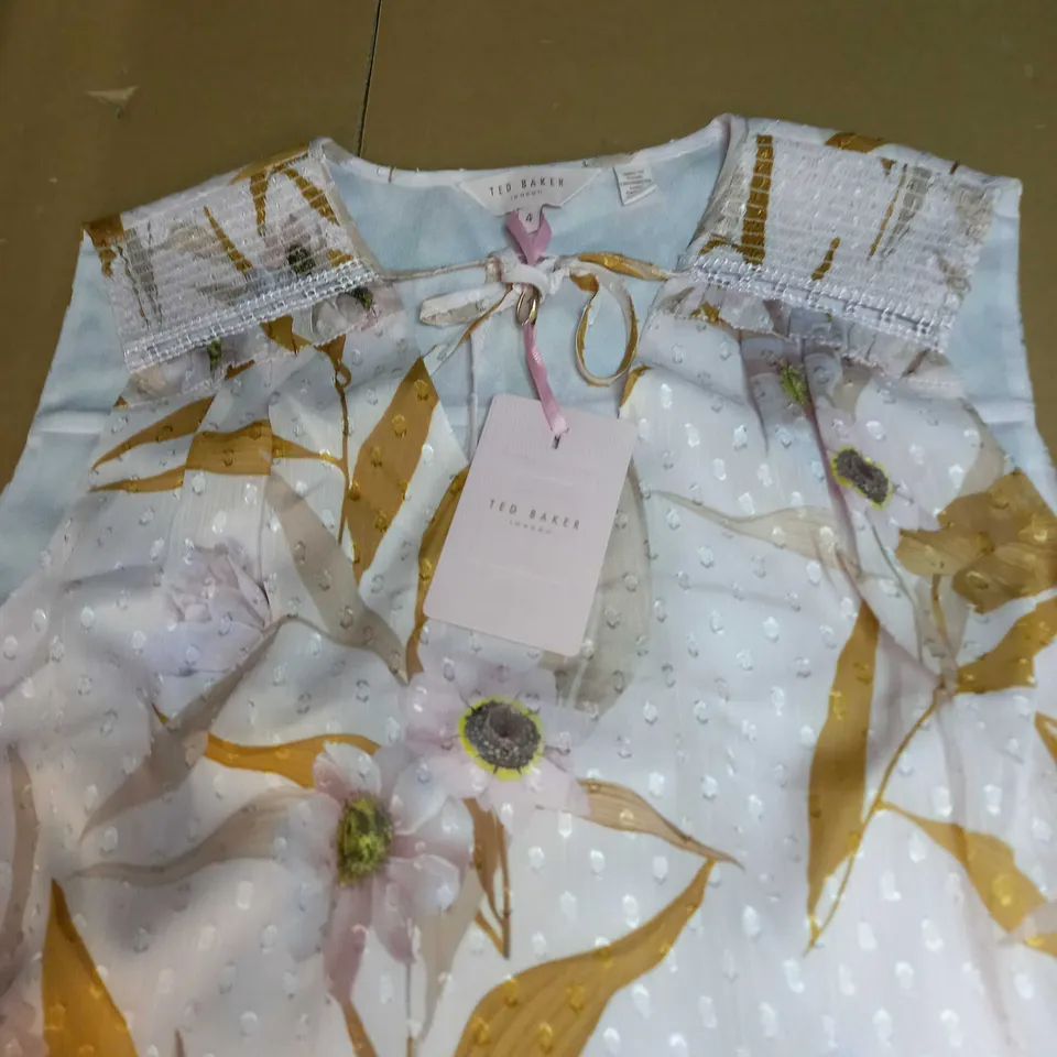TED BAKER CABANA SMOCKED SLEEVELESS TOP SIZE 4
