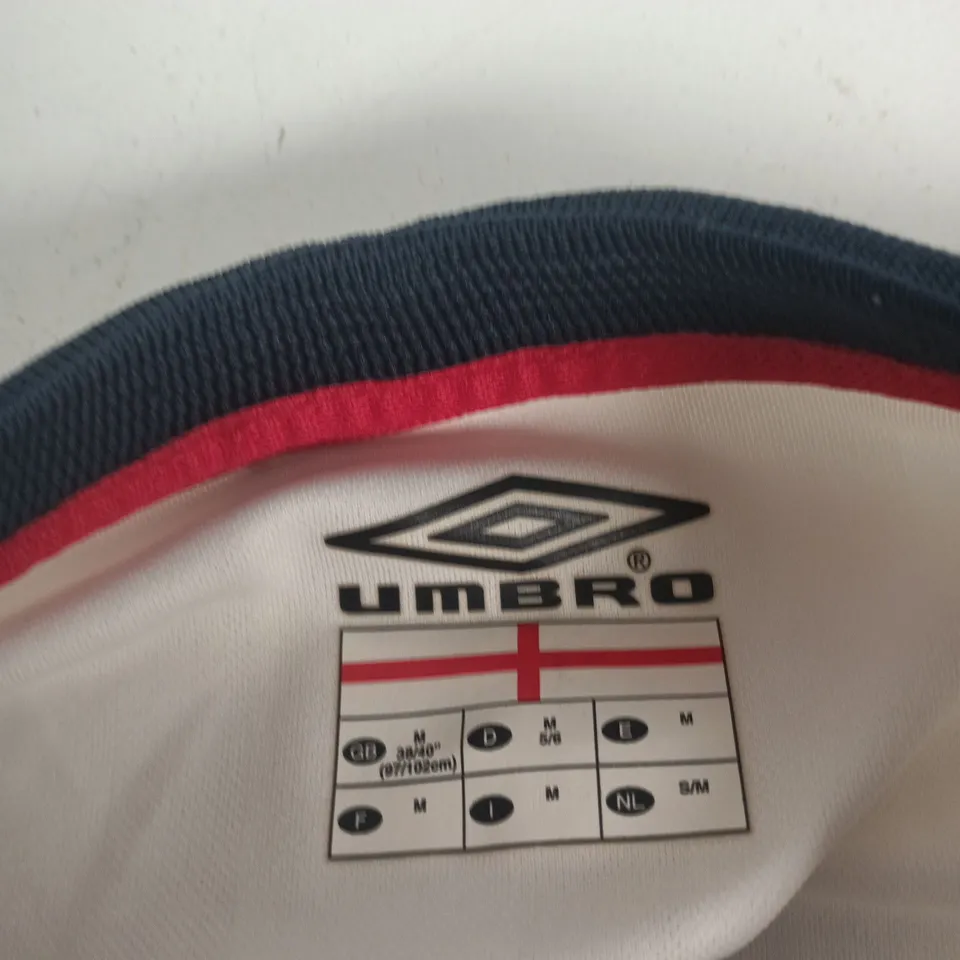 UMBRO ENGLAND FOOTBALL SHIRT – WHITE, OFFICIAL LICENSED PRODUCT, MEN'S SIZE M