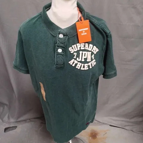 SUPERDRY VINTAGE ATHLETIC POLO IN ENAMEL GREEN SIZE L