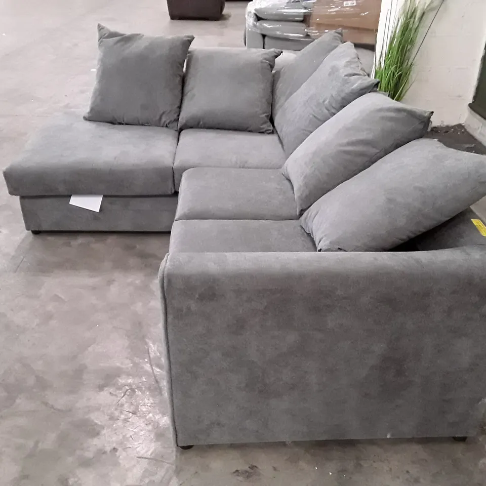 QUALITY DESIGNER ARABELLA 2-PIECE UPHOLSTERED CORNER SOFA - GREY FABRIC